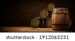 background of barrel and worn old table of wood