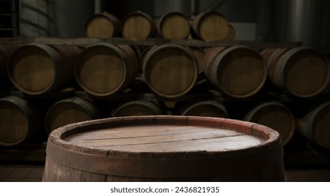 background of barrel and worn old table of wood. High quality photo - Powered by Shutterstock