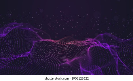 Background big data visualization futuristic technology. Abstract Music background. Beautiful motion waving dots texture with glowing defocused particles.The glow of a fractal element in a futuristic - Powered by Shutterstock