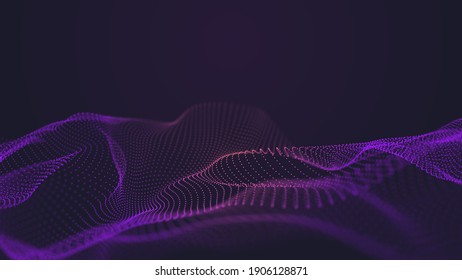 Background big data visualization futuristic technology. Abstract Music background. Beautiful motion waving dots texture with glowing defocused particles.The glow of a fractal element in a futuristic - Shutterstock ID 1906128871