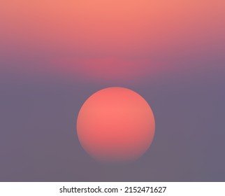 Background Of Big Red Sun At Sunset Sky