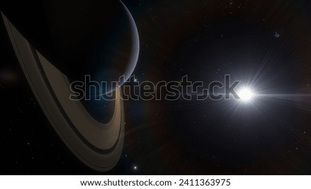 Background of the big Saturn in space