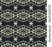 Background of Black beige carpet pattern with a seamless design in peruvian inca style. Ethnic tribal repeating motif with a native American Apache Navajo aesthetic. Persian rug design bg.