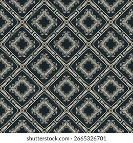 Background of Black beige carpet pattern with a seamless design in peruvian inca style. Ethnic tribal repeating motif with a native American Apache Navajo aesthetic. Persian rug design bg.