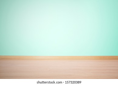 background, blank empty wall and floor in a blue green color