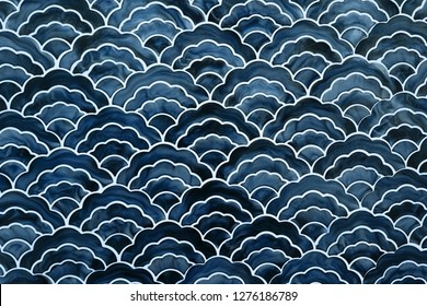 background of blue japanese style wave pattern teture - Shutterstock ID 1276186789