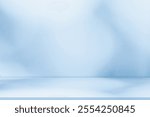 Background Blue Light Podium With Gradient Studio Wall, Photorealistic Abstract 3D Floor In Cyan And White, Product Banner, Beauty Display Surface And Minimal Cosmetic Presentation Scene for Spring, Summer ,winter,autumn
