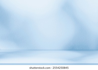 Background Blue Light Podium With Gradient Studio Wall, Photorealistic Abstract 3D Floor In Cyan And White, Product Banner, Beauty Display Surface And Minimal Cosmetic Presentation Scene for Spring, Summer ,winter,autumn

