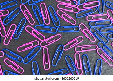 Background Of Blue And Pink Paper Clips