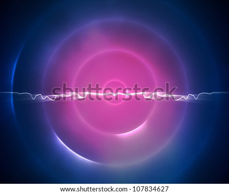 Background of blue and purple circle with a lightning in the middle
