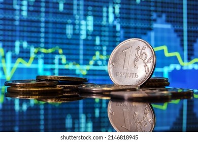 Background, blur, out of focus, bokeh, pasteurization. Coins of the Russian ruble. The rise of the ruble exchange rate. Payment for gas in Russian currency