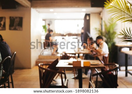 Background blurred couter coffee bar Resturant cafe, cafe blurred background with bokeh