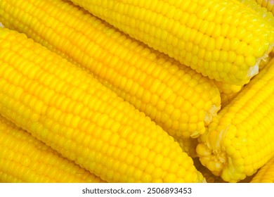 Background of boiled sweet corn. Stock of fresh corn. Close up of yellow corn. Thai style street food. Many pieces of delicious boil corns. Several ears of delicious boiled corn. - Powered by Shutterstock