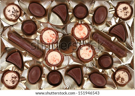 Background of Box with Chocolate Candy.