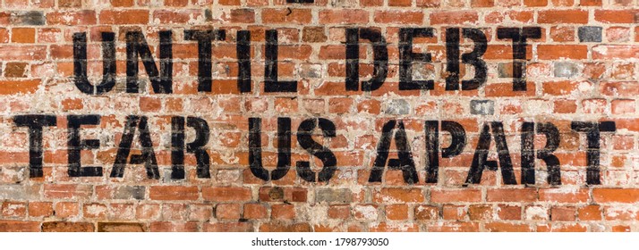 A background of a brick wall with the text 