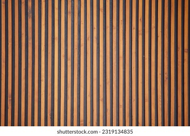 Background of brown wooden slats, texture of wood strips