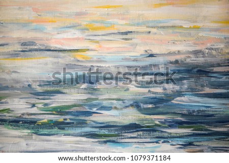 Background of brush strokes with oil paints of a blue shade