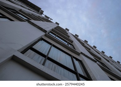 background of building with windows and sky