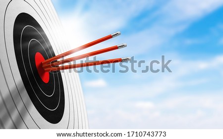 background for business. Successfully Target board with red pencil on sky in morning. concept trick accuracy, on target, achievement, perfection, and accomplishment.