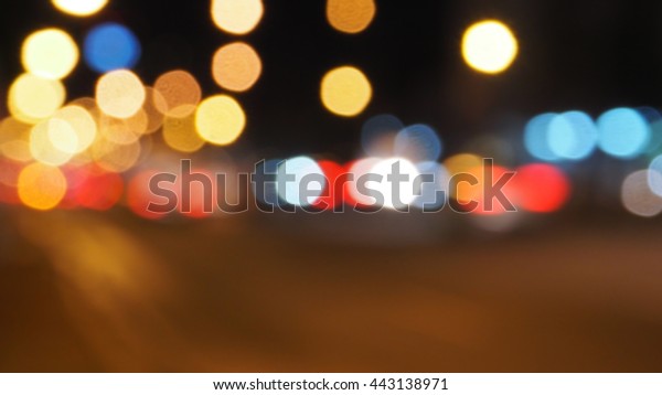 Background car lighting Bokeh blur on the road\
are circle shape\
lighting.