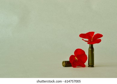 Background. Cases And Red Flowers.