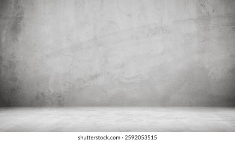 Background of cement texture loft style with shadow, Empty grey cement wall floor and wall room loft style, Luxury backdrop loft, Well display product and text present on free space.