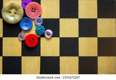 Background Chessboard Texture Black And White And Buttons