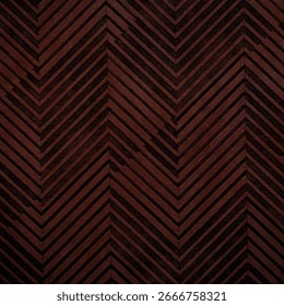 Background of chevron pattern embossed on a wall surface. Dark brown luxury aesthetic for lounge, bar minimalist home interior decor. Grunge decorative overlay classic herringbone pattern backdrop bg