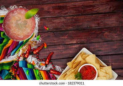Background: Cinco De Mayo Celebration With Margarita And Chips