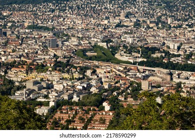 Background Cityscape Of Zurich Summer At Sunset