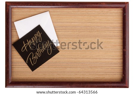 The background of coarse material from a fabric framed by a wooden frame made of wood a dark color.