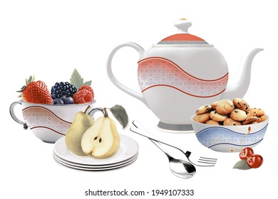 background, color, no gradient and transparancy, pink and blue vector pattern designs in kitchen set, biscuits and fruits in kitchen set - Shutterstock ID 1949107333
