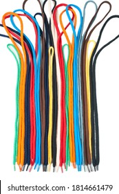 Background Of Colored Shoelaces. Texture