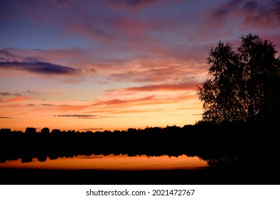 Background of colorful cloudy sky sunset. Weather forecast concept. Dramatic twilight. Copy space. Natura wallpaper. Banner. Bright color. Summertime relax. Evening. Beautiful landscape. Golden hour. - Shutterstock ID 2021472767