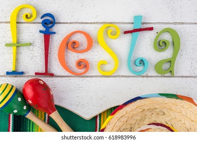 Background Colorful Fiesta Maracas Word Fiesta Stock Photo 618983996 ...