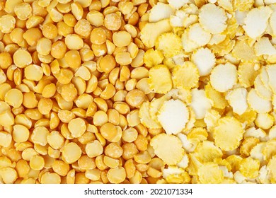 Background composition .Split peas and flakes .Food background