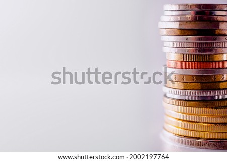 Background with the concept of microeconomics, monetary adjustments in the face of a global economic crisis with few currencies, copy space.