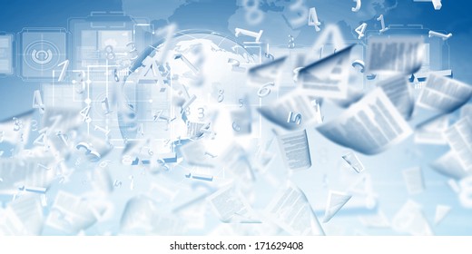 Background conceptual image with papers flying in air - Shutterstock ID 171629408