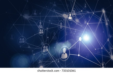 Background conceptual image with social connection lines on dark backdrop - Shutterstock ID 733101061