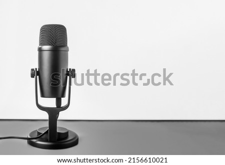 Background with condenser microphone and copy space
