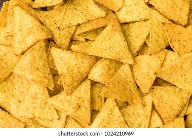Background of Corn Tortilla Chips or Nachos