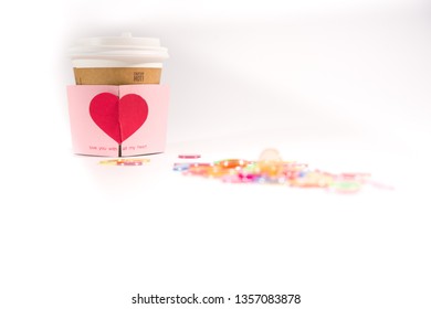 background of a cup sleeve with a heart-shape