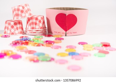 background of a cup sleeve with a heart-shape