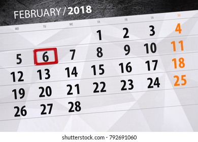 Background Daily Month Isolated Business Calendar Scheduler 2018 February 6