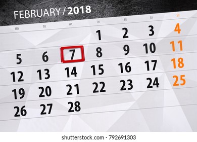 Background Daily Month Isolated Business Calendar Scheduler 2018 February 7
