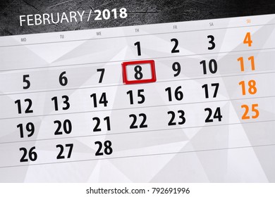 Background Daily Month Isolated Business Calendar Scheduler 2018 February 8