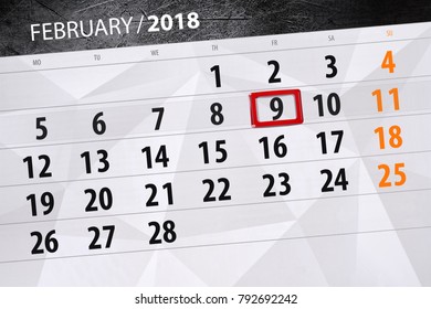 Background Daily Month Isolated Business Calendar Scheduler 2018 February 9