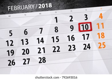 Background Daily Month Isolated Business Calendar Scheduler 2018 February 10