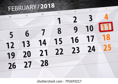 Background Daily Month Isolated Business Calendar Scheduler 2018 February 11