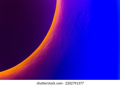 Background in the dark with a pattern of moon sample eclipse abstract design modern interior wall with blue neon light template night background. - Shutterstock ID 2202791377